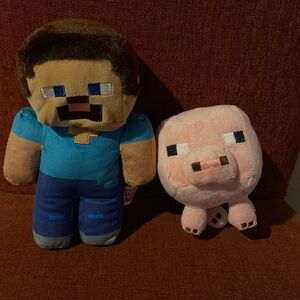 Blue and Pink Plush Toy Duo